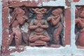 Terracotta pottery art work on the wall of Historical temple