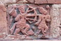 Terracotta pottery art work on the wall of Historical temple
