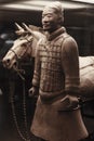Terracotta warrior with horse, China Royalty Free Stock Photo