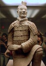 Terracotta Warriors, Xian, Shaanxi Province, China: Detail of a kneeling archer in the Terracotta Army museum. Royalty Free Stock Photo