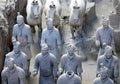 Terracotta Warriors, Xian, Shaanxi Province, China: Soldiers and horses in the Terracotta Army, front view. Royalty Free Stock Photo