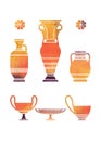 Terracotta watercolor Greek vases set