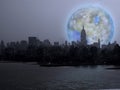 Terraformed moon over Manhattan Royalty Free Stock Photo