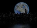 Terraformed moon over Manhattan Royalty Free Stock Photo