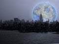 Terraformed moon over Manhattan