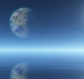 Terraformed Moon over water Royalty Free Stock Photo