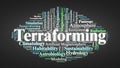 Terraforming Word Cloud. Key Concepts in Planetary Engineering and Human Habitability Science Royalty Free Stock Photo