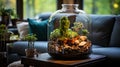 Terrarium with plants in the living room adding freshness and natural ener Royalty Free Stock Photo