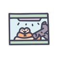 terrarium with snake color vector doodle simple icon