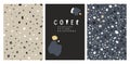 Terrazzo abstract cover page templates. Seamless pattern set. Universal abstract layouts. Applicable for notebooks, planners,