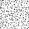 Terrazzo flooring black and white seamless pattern. Trencadis texture with stone chips. Vector Royalty Free Stock Photo