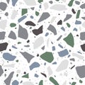 Terrazzo flooring, seamless pattern in pastel colors. Polished rock surface. Tender white background with colored stones. Royalty Free Stock Photo