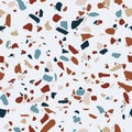 Terrazzo flooring, seamless pattern. Polished pebble stone tile. Bright and modern abstract background