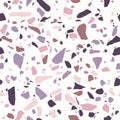 Terrazzo flooring, seamless pattern. Polished rock surface, colored mosaic floor. Small random marble pebbles in pastel colors. Royalty Free Stock Photo