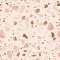 Soft pink terrazzo flooring seamless pattern. Realistic vector marble texture Royalty Free Stock Photo