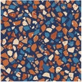 Terrazzo pattern featuring irregular, multicolored fragments in shades of orange, blue, Royalty Free Stock Photo