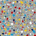 Terrazzo pattern featuring multicolored fragments set in a gray base. Red, blue, yellow, Royalty Free Stock Photo