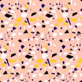 Terrazzo pink granite crumbs seamless vector texture.