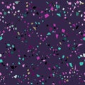 Terrazzo Seamless pattern abstract texture, traditional geometric flooring material, chips of marble granite. pink black blue on