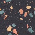 Terrazzo Seamless Pattern. Flooring Abstract Background Marble Texture Composed of Granite, Stone, Quartz Fragments