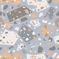 Terrazzo seamless pattern. Pastel colors. Polished marble, tender background. Vector texture