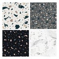 Terrazzo Seamless Pattern Set. Flooring Abstract Background Marble Texture Composed of Granite, Stone, Quartz Fragments Royalty Free Stock Photo