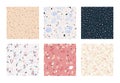 Terrazzo seamless pattern. Square marble stone and granite rock texture. Abstract Italian concrete tile. Interior