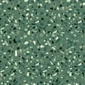 Terrazzo seamless pattern. Surface texture of decorative granite mosaic. Green marble tiles.