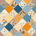 Terrazzo seamless pattern. Unique ornamental background. Patchwork design