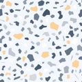 Terrazzo Seamless Vector Pattern in Blue and Yellow Volors. Classic Italian Flooring Texture in Venetian Style