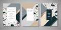Terrazzo Wedding Invitation Card Set. Luxury Geometric Abstract Design Template for Greetings, Banner, Poster Marble