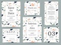 Terrazzo wedding invitation. Set with invitation, Save the date, Thank you card, RSVP, menu and table number on peach and green