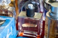 Terre D\'Hermes perfume bottle at the flea market. Royalty Free Stock Photo