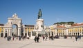 Terreiro do Paco, D. Jose King statue and Rua Augusta Arch, Lisbon Royalty Free Stock Photo