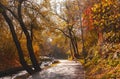 Terrenkur walking trail in autumn, Almaty city, Kazakhstan Royalty Free Stock Photo