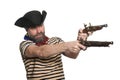 Terrible bearded pirate in tricorn hat Royalty Free Stock Photo