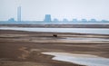 Terrible Disaster Ecocide landscape of dried up Kakhovka Reservoir in Zaporizhzhia region as a result of Kakhovka Dam damaging on