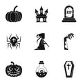 Terrible holiday icons set, simple style