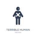 terrible human icon. Trendy flat vector terrible human icon on w