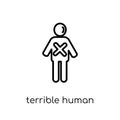 terrible human icon. Trendy modern flat linear vector terrible h