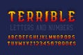 Terrible letters and numbers with currency signs. Vibrant 3d font. Isolated english alphabet