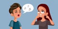 Boy Singing Awful Song Annoying her Friend Vector Cartoon