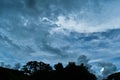Blurry sky clouds look terrible and cold. Royalty Free Stock Photo