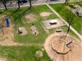 View from a height of a typical Soviet children`s playground
