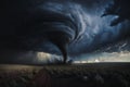 terrible tornado over the steppe