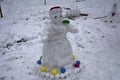 A terrible and ugly snowman made by children in the winter Royalty Free Stock Photo