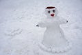 A terrible ugly snowman sculpted from the snow Royalty Free Stock Photo