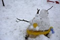 A terrible ugly snowman sculpted from the snow by children Royalty Free Stock Photo