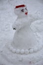 A terrible ugly snowman sculpted from the snow by children Royalty Free Stock Photo