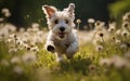 Terrier Dog Sprinting Through Grass. Generative AI Royalty Free Stock Photo